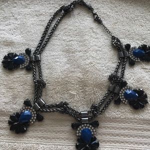 Silver blue and black with rhinestone necklace